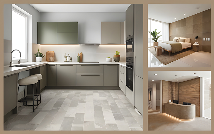 Earthy-toned Celine tiles creating a cozy and spacious illusion in a modern bedroo